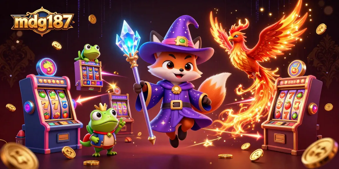 Spin the reels with mdg187's enchanting wizard fox among slot machines and golden coins.