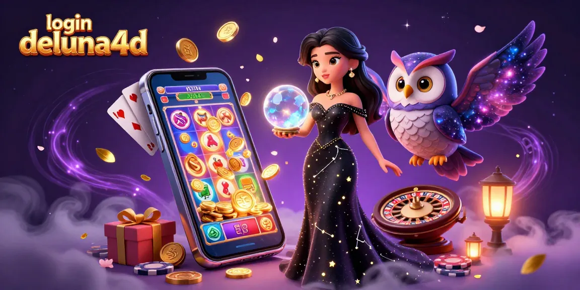 Engage in top-tier online gambling at login deluna4d, showcasing a vibrant fantasy casino scene.