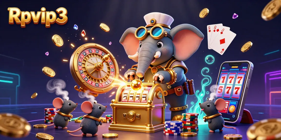 Rasakan kegembiraan Rpvip3 dengan pemandangan steampunk 3D yang cerah dipenuhi dengan mesin slot dan permata yang berkilau.