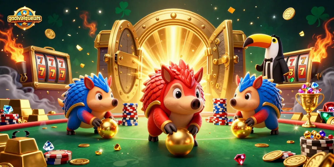 Experience thrilling gameplay with godivaliqueurs in this vibrant casino scene featuring rival pangolins.