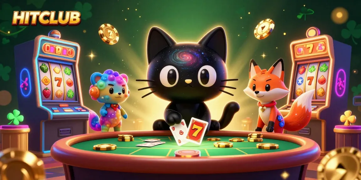 Engage with HITCLUB's thrilling slot machines and cosmic casino fun in an enchanting 3D illustration.