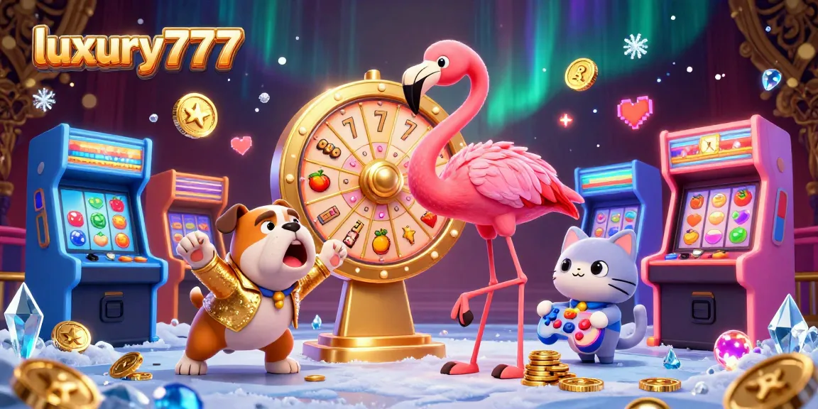 Spin the luxury777 prize wheel with 3D characters at a vibrant casino-themed event.