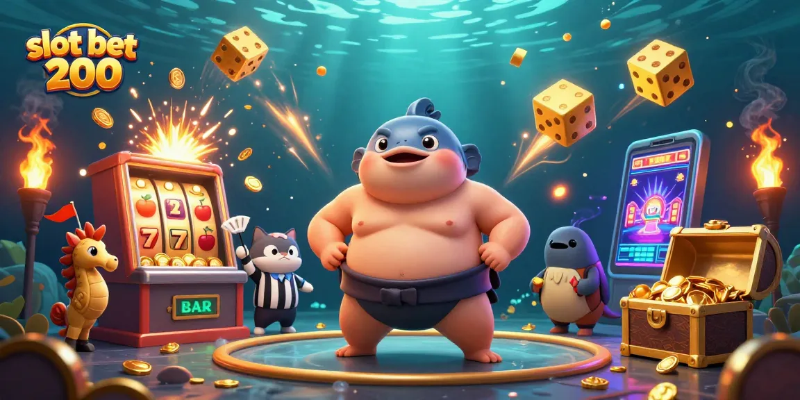 Slot bet 200: Berjudi dengan seru di mesin slot 3D penuh simbol dan koin.