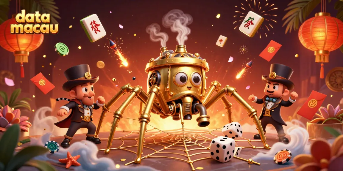 Taruhan data macau yang menarik dengan simbol perjudian di latar belakang berwarna cerah.