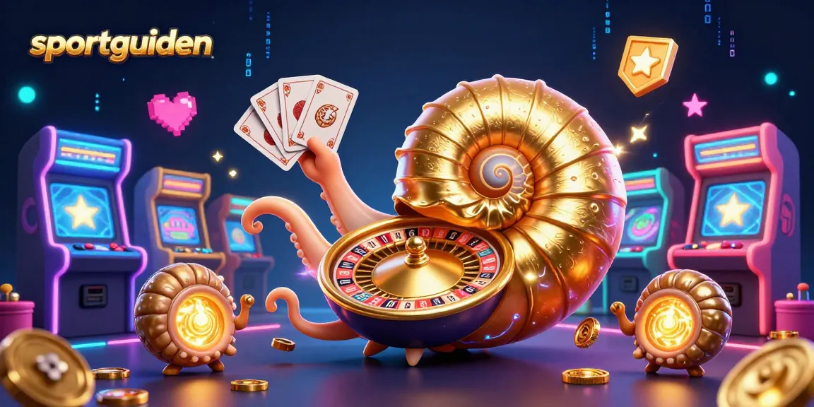 Menggali peluang di sportguiden dengan ilustrasi kasino 3D penuh warna yang menunjukkan nautilus raksasa dan elemen permainan.