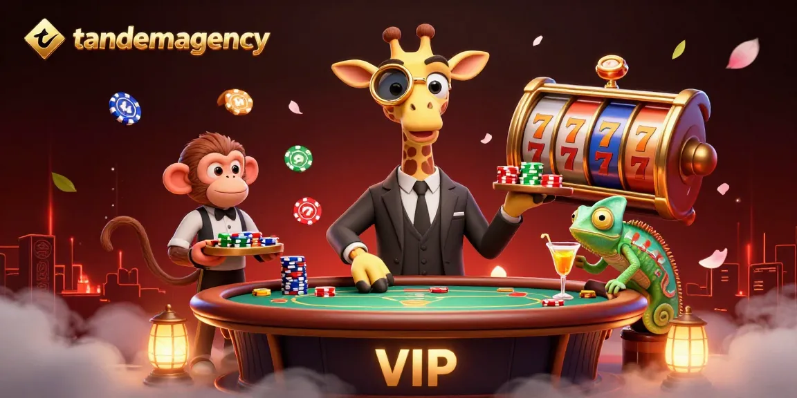 Engage with tandemagency's vibrant casino scene featuring a high-roller giraffe and dynamic gaming action.