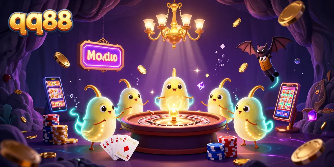 Betting with qq88: A vibrant casino scene featuring glowworms illuminating games and prizes.